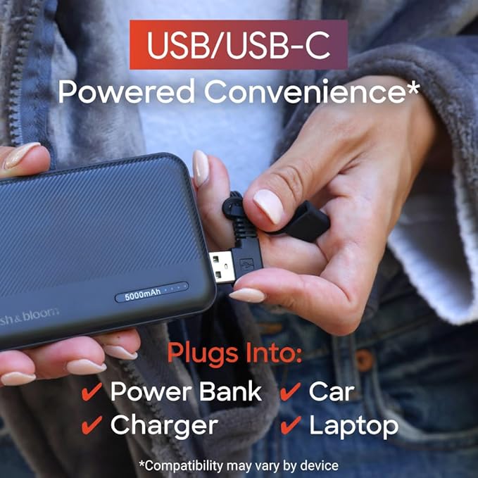 Sash&Bloom As Seen On TV USB Heated Zip Shawl Blanket in Navy Blue NEW