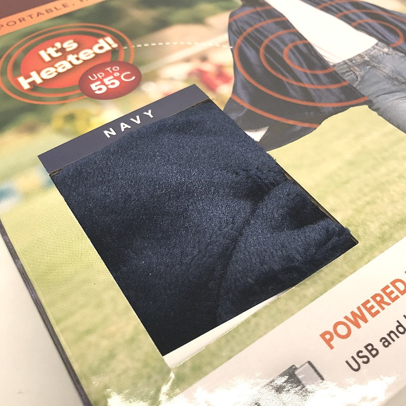 Sash&Bloom As Seen On TV USB Heated Zip Shawl Blanket in Navy Blue NEW