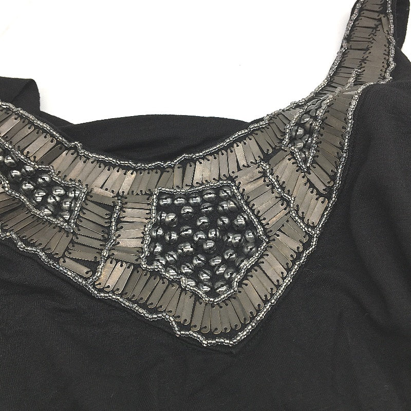 Fresh Soul Bejeweled Neck Black Drawstring Midi Dress Ladies Size AU 8 NEW