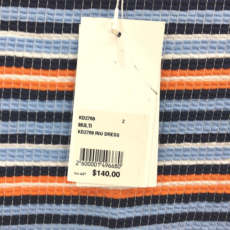Kookai Rio Knitted Stripe Short Sleeve Mini Dress Ladies Size AU 2 NEW