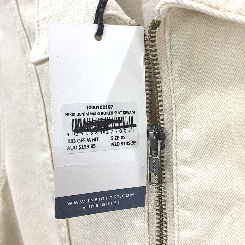Insight Nikki Denim Cream Zip Front Maxi Boiler Suit Ladies Size XS NEW