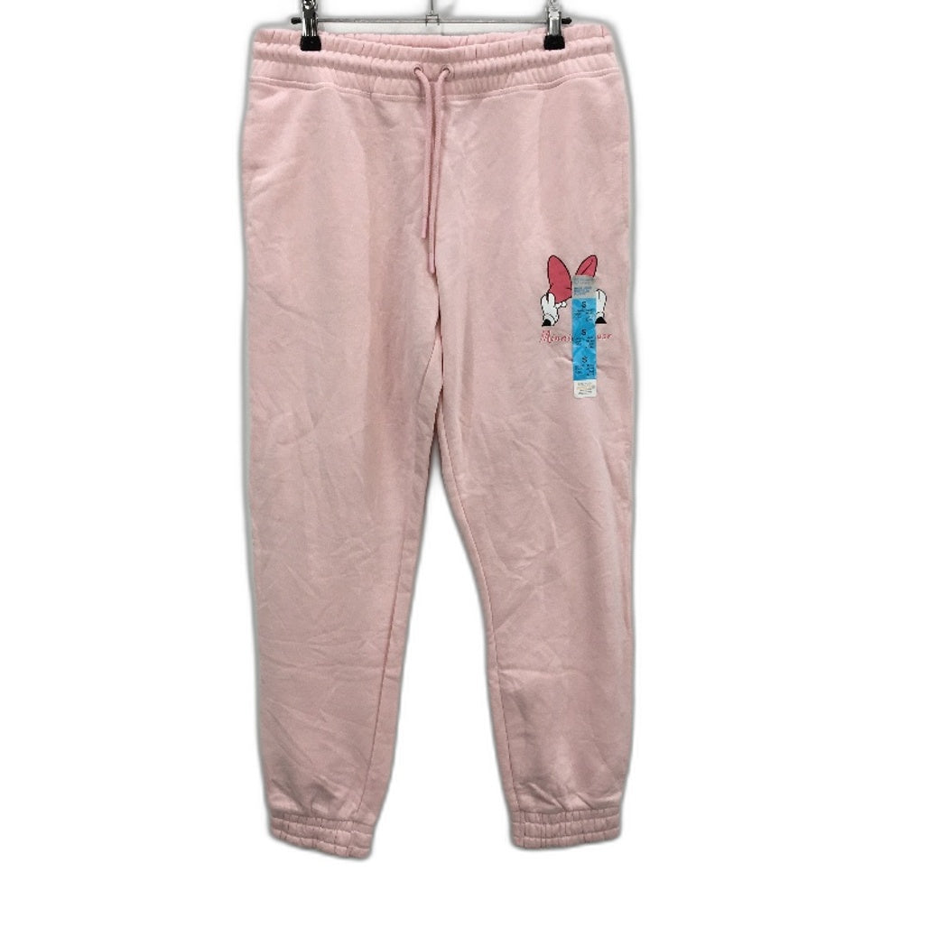 Disney Minnie Mouse Bow Baby Pink Inner Fleece Trackpants Girls Size Small NEW