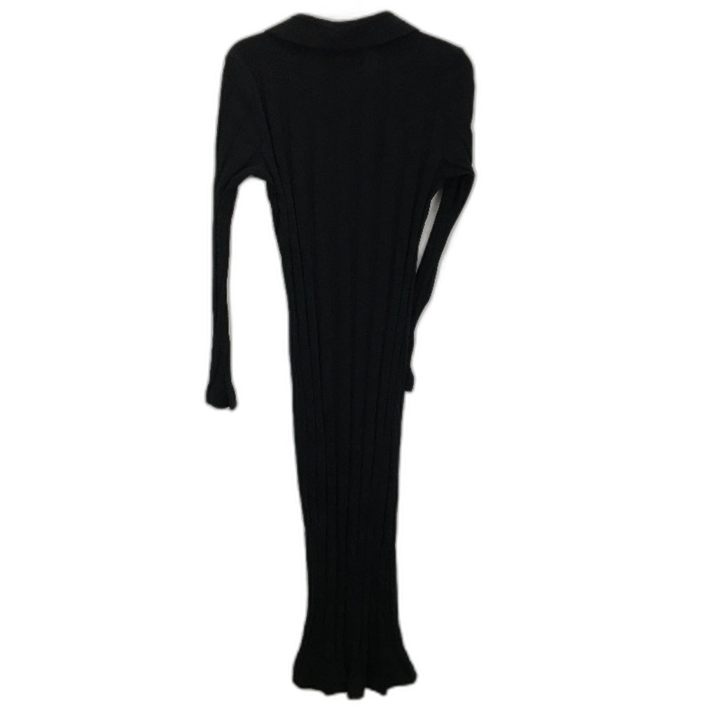 Country Road Collared Rib Slim Fit Black Midi Dress Ladies Size Medium NEW