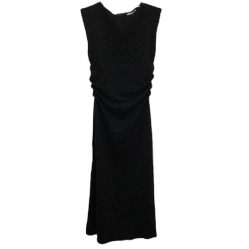 H&M LivaEco Sleeveless Ruched Side Black Midi Dress Ladies Size Small NEW