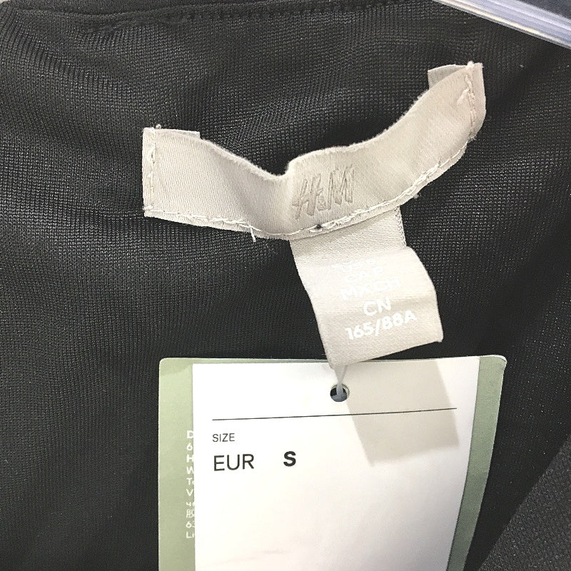 H&M LivaEco Sleeveless Ruched Side Black Midi Dress Ladies Size Small NEW