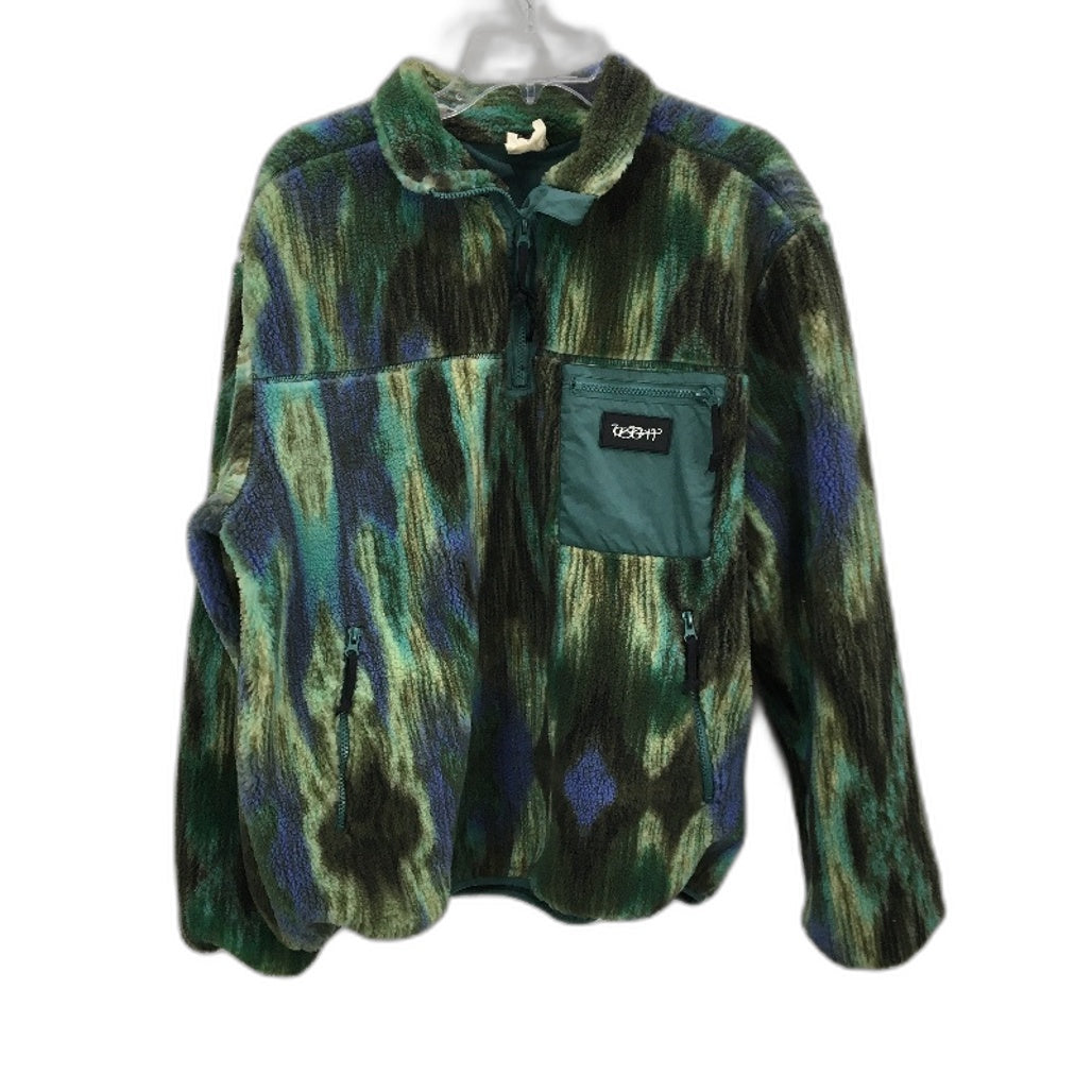 Insight Abstract Green Polar Fleece Quarter Zip Jumper Mens Size Small NEW
