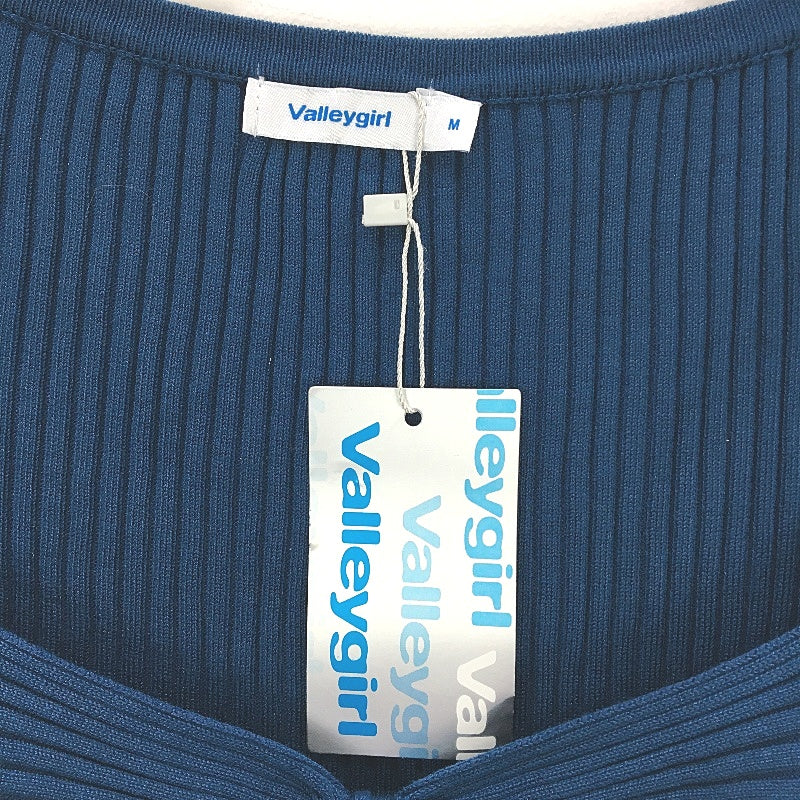 Valleygirl Longsleeve Ribbed Cut Out Teal Midi Dress Ladies Size Medium NEW