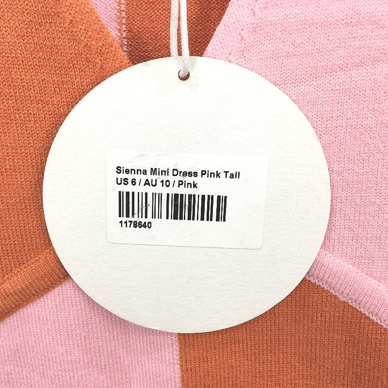 Princess Polly Sienna Block Pink Knit Mini Dress Ladies Size AU 10 Tall NEW