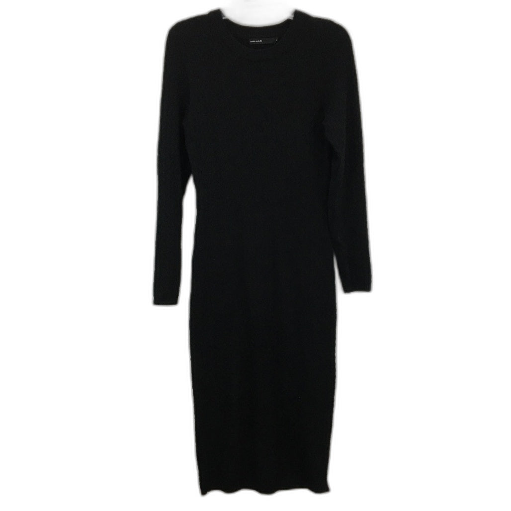 Karen Millen Cable Knit Crewneck Longsleeve Black Midi Dress Ladies Size Large