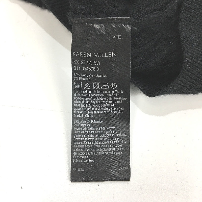 Karen Millen Cable Knit Crewneck Longsleeve Black Midi Dress Ladies Size Large