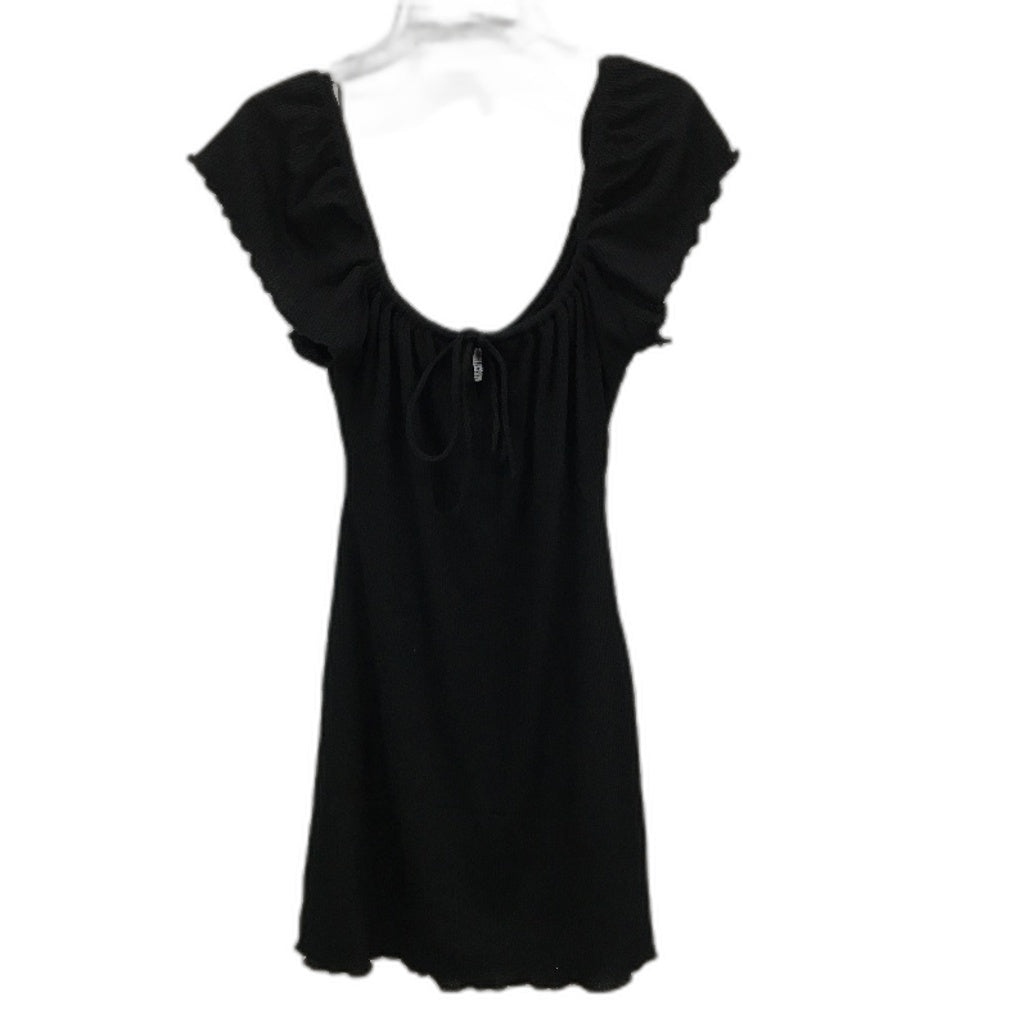 TopShop Off Shoulder Flutter Sleeves Ribbed Black Mini Dress Ladies Size AU 10