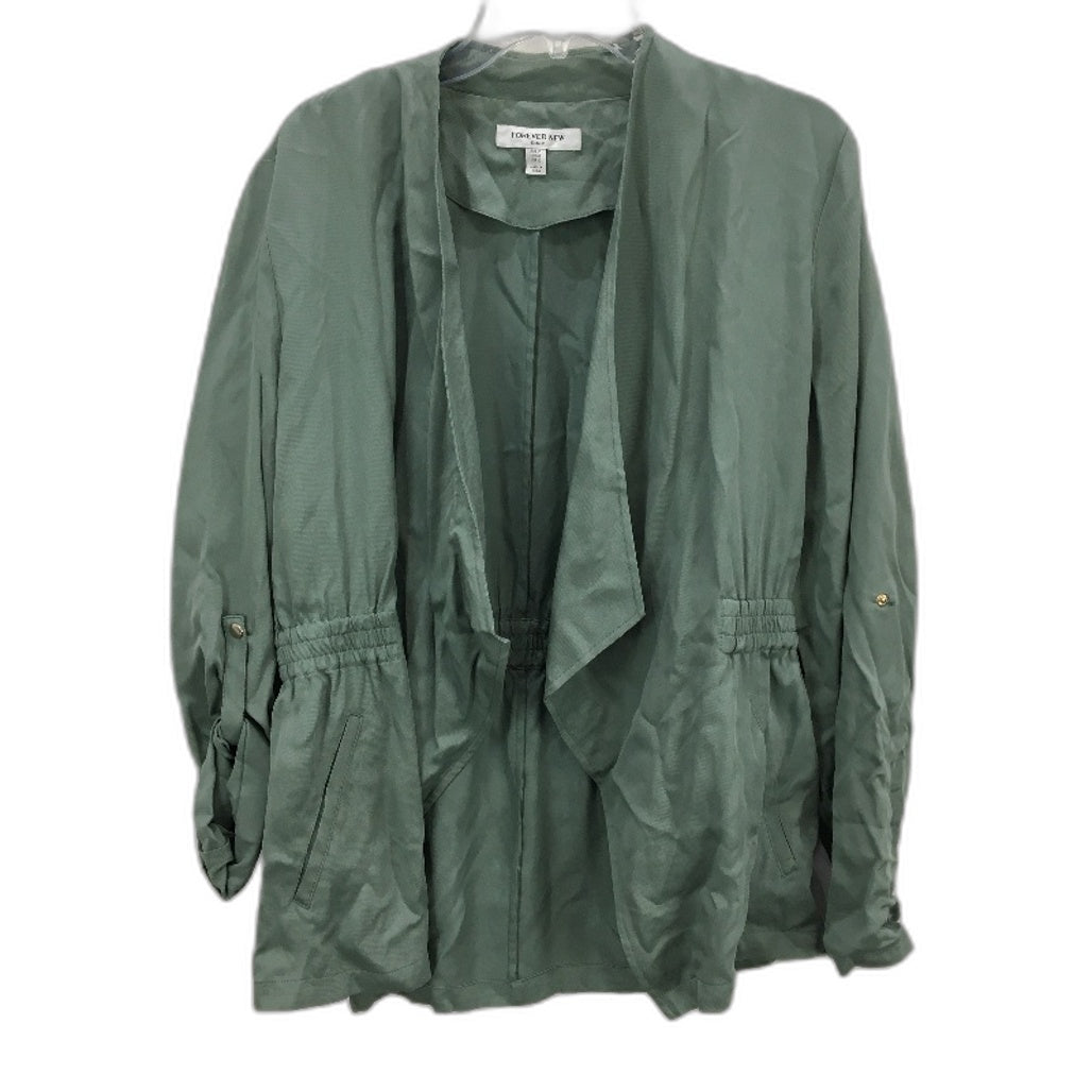 Forever New Camille Waterfall Slip On Green Eco Jacket Ladies Size AU 14