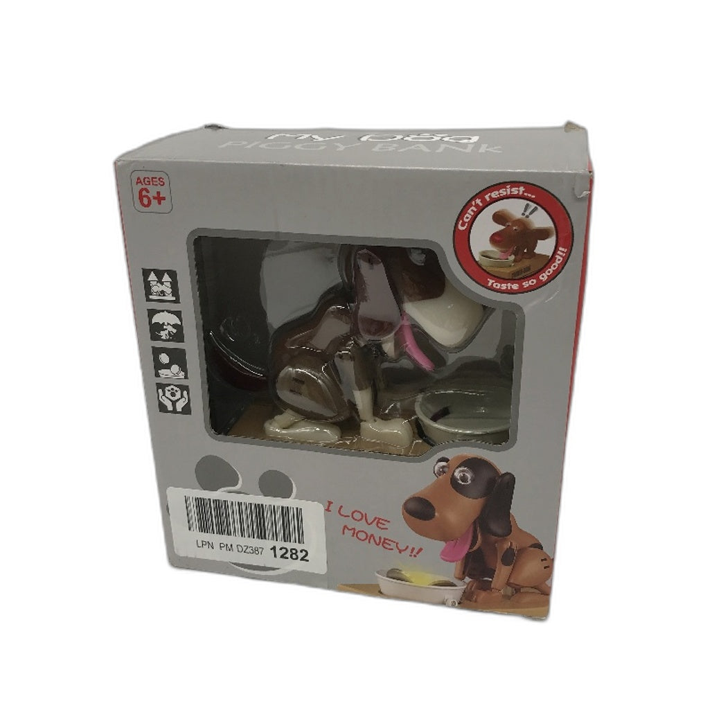 My Dog Piggy Bank Brown and White Doggy Automatic Electric Coin Box DEMO