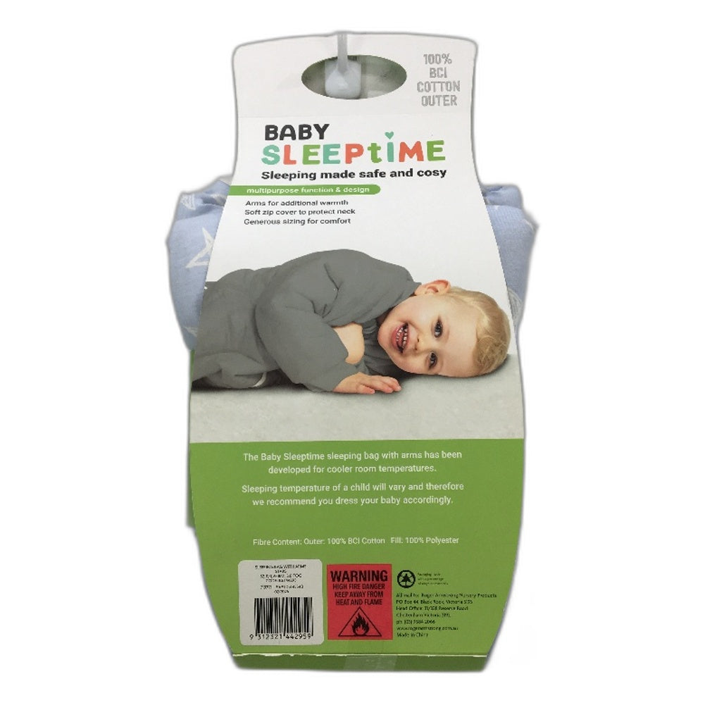 Baby Sleeptime Blue Star Sleeping Bag with Arms Size 0/1 6-8 Months 3.0 TOG NEW