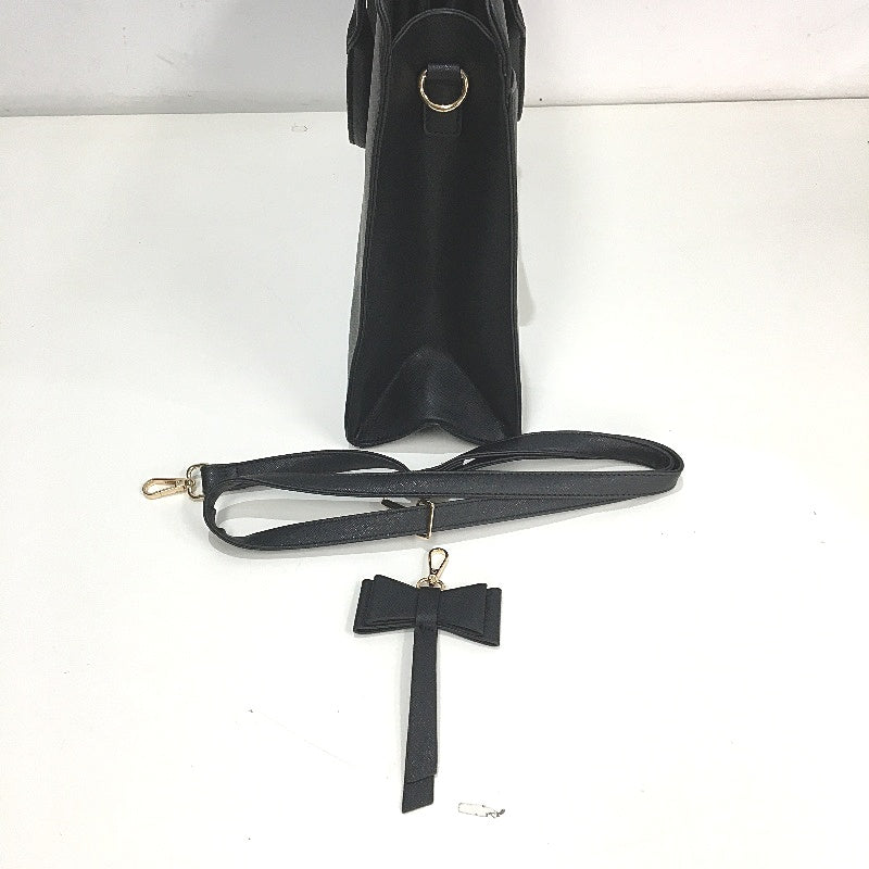 Professional Black Leather Look 15.6 Inch Laptop Bag Zip Up Work Tote NEW