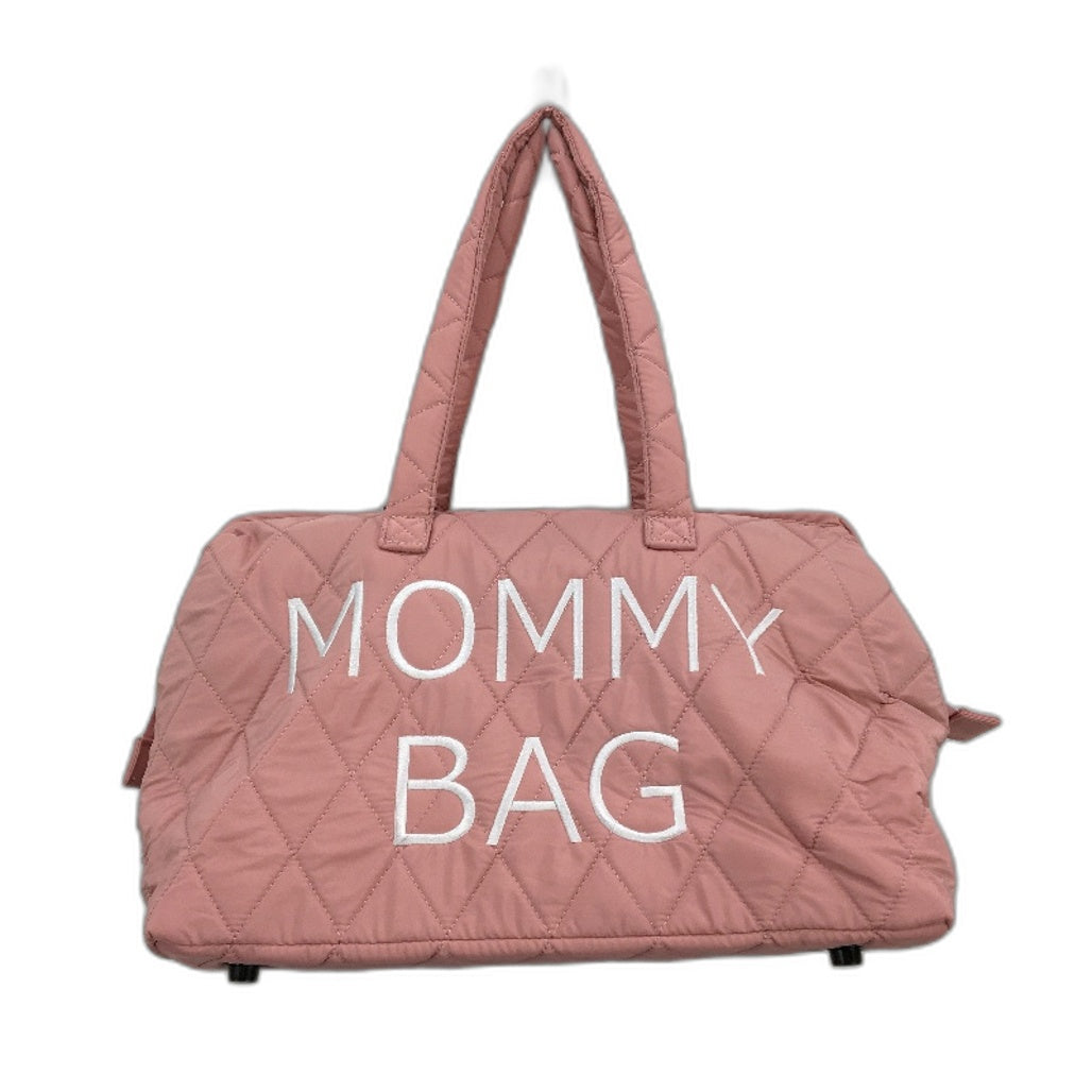 Ssumght 5 Piece Pink Mommy Logo Quilted Diaper Bag Pacifier Mat & Purses NEW