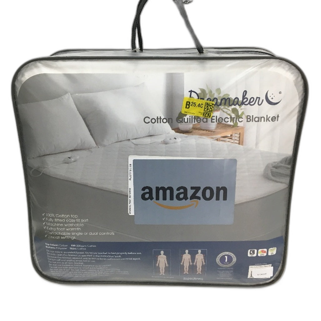 Dreamaker White Detachable Control Cotton Quilted Electric Blanket DOUBLE NEW