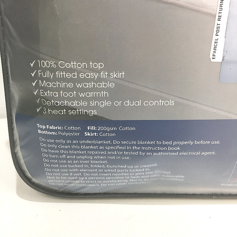 Dreamaker White Detachable Control Cotton Quilted Electric Blanket DOUBLE NEW