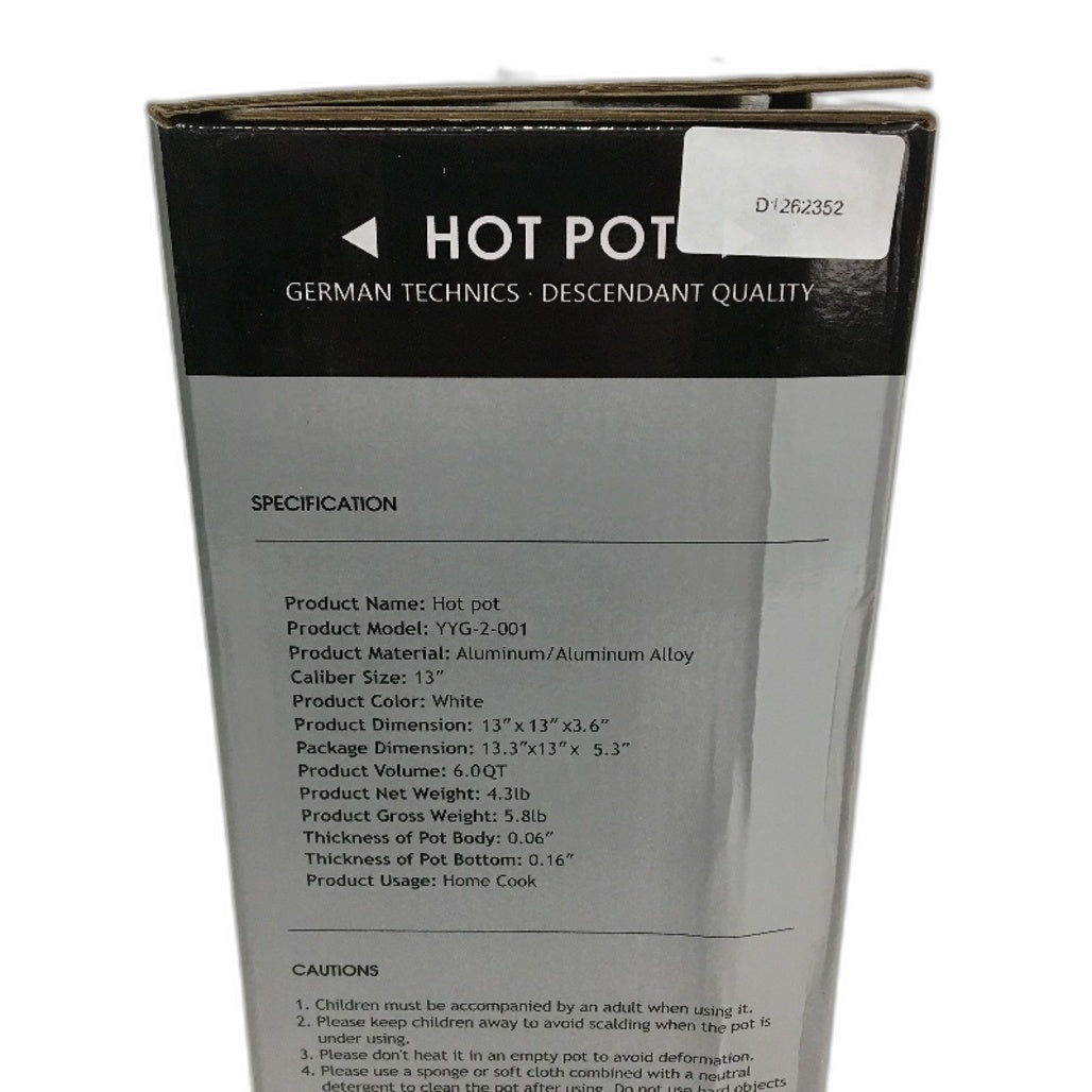 Kerykwan White Chinese Shabu Shabu Hot Pot With Divider All Hob Cooker 4.5L NEW