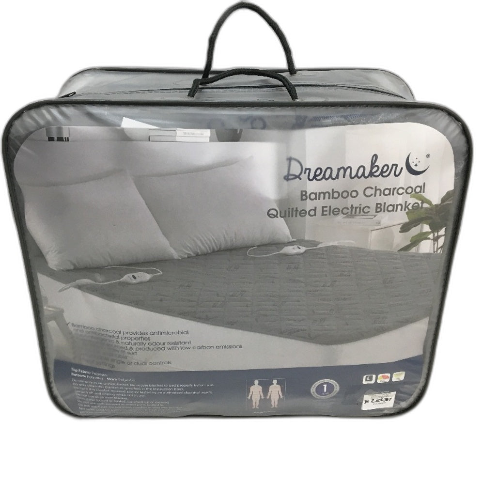 Dreamaker Bamboo Charcoal Quilted Hypoallergenic Electric Blanket QUEEN Bed NEW
