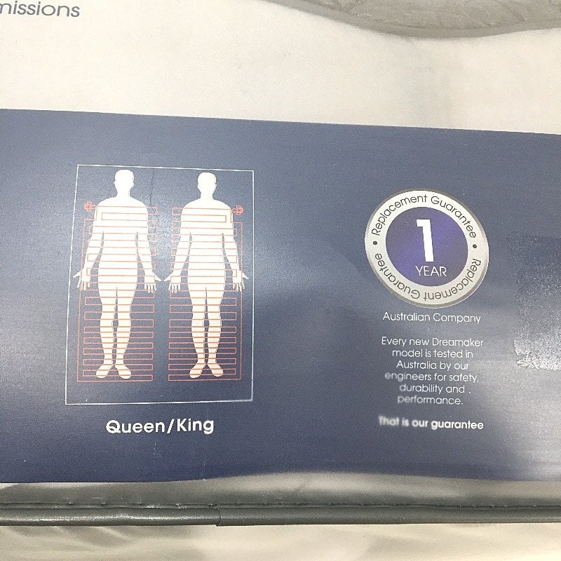 Dreamaker Bamboo Charcoal Quilted Hypoallergenic Electric Blanket QUEEN Bed NEW