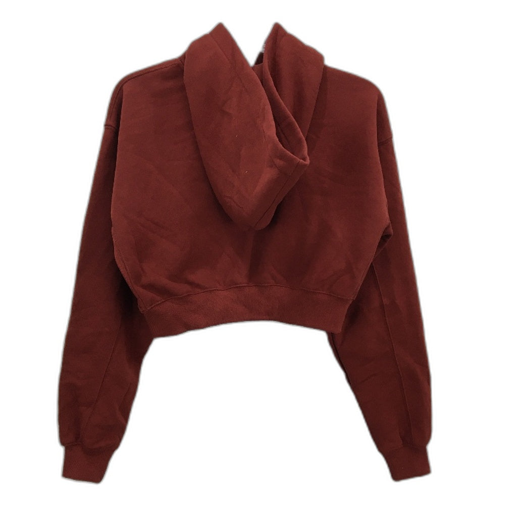 Subtitled Originals Rust Red Hooded Crop Short Zip Up Jumper Ladies Size XS NEW