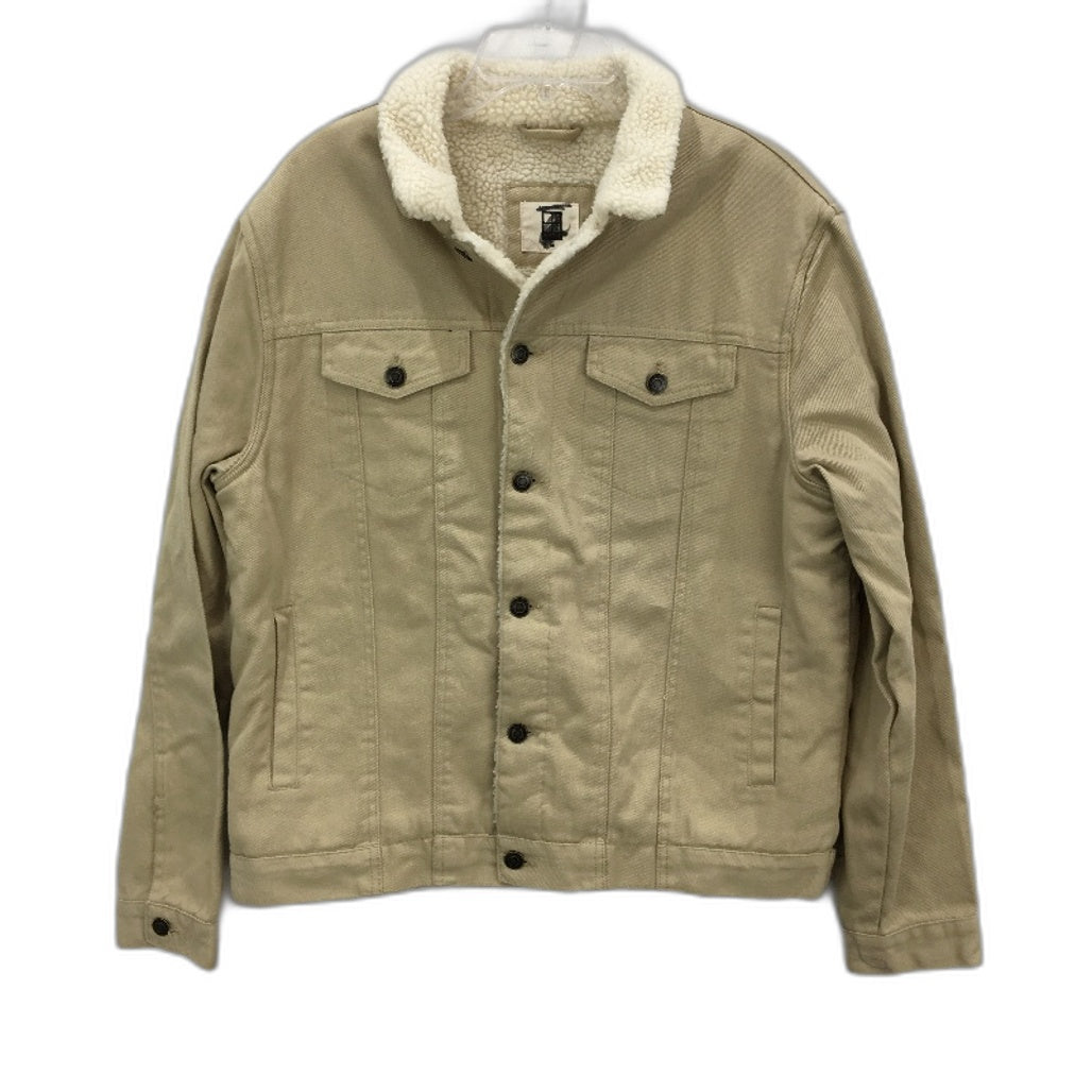 Insight Khaki Stone Faux Wool Lined Denim Jacket Mens Size M NEW