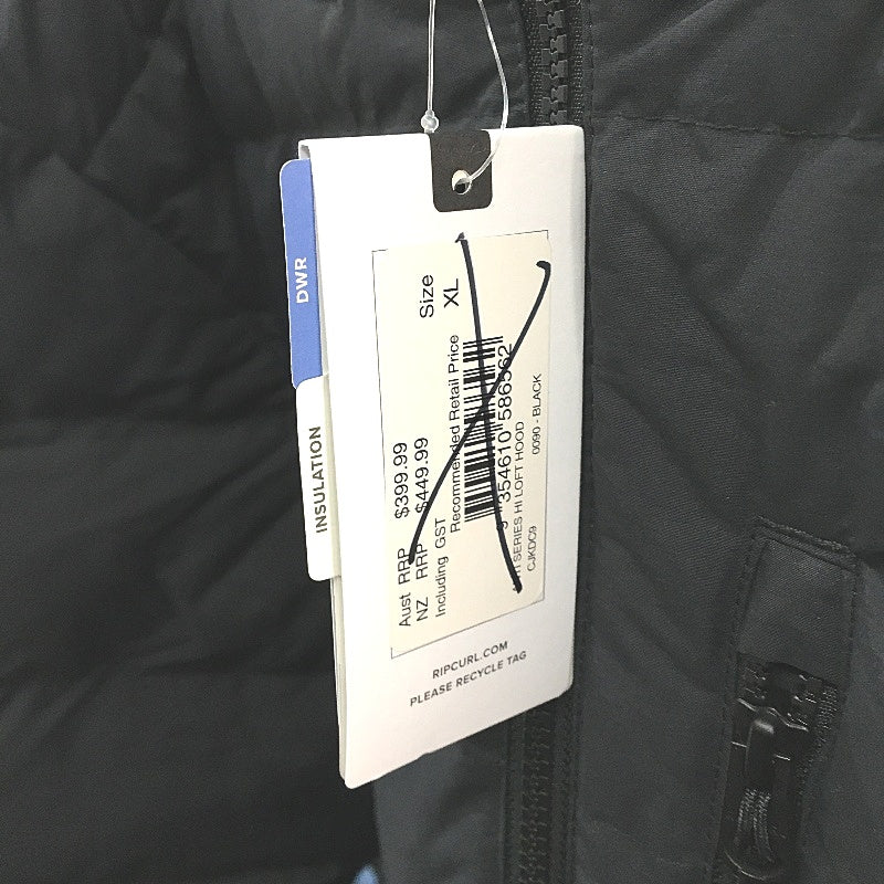 Rip Curl Black Anti Series Elite Hi Loft 600+ Down Hooded Puffer Coat Sze XL NEW