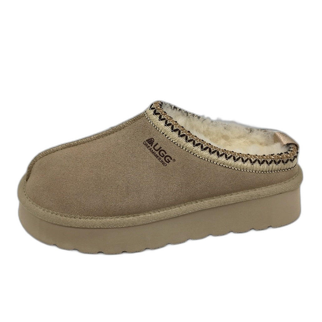 UGG Dream Merino Sheepskin Sand Thick Sole Slippers Ladies Size 10 EUR 41 NEW