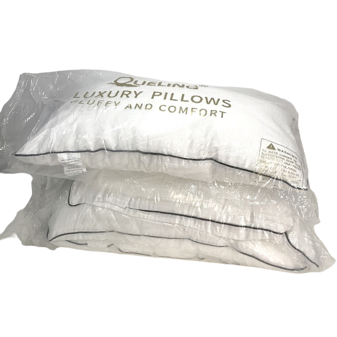 QUELING 4 Pack Luxury Soft Pillows Fluffy Comfort Hotel Style 64x41 CM White NEW