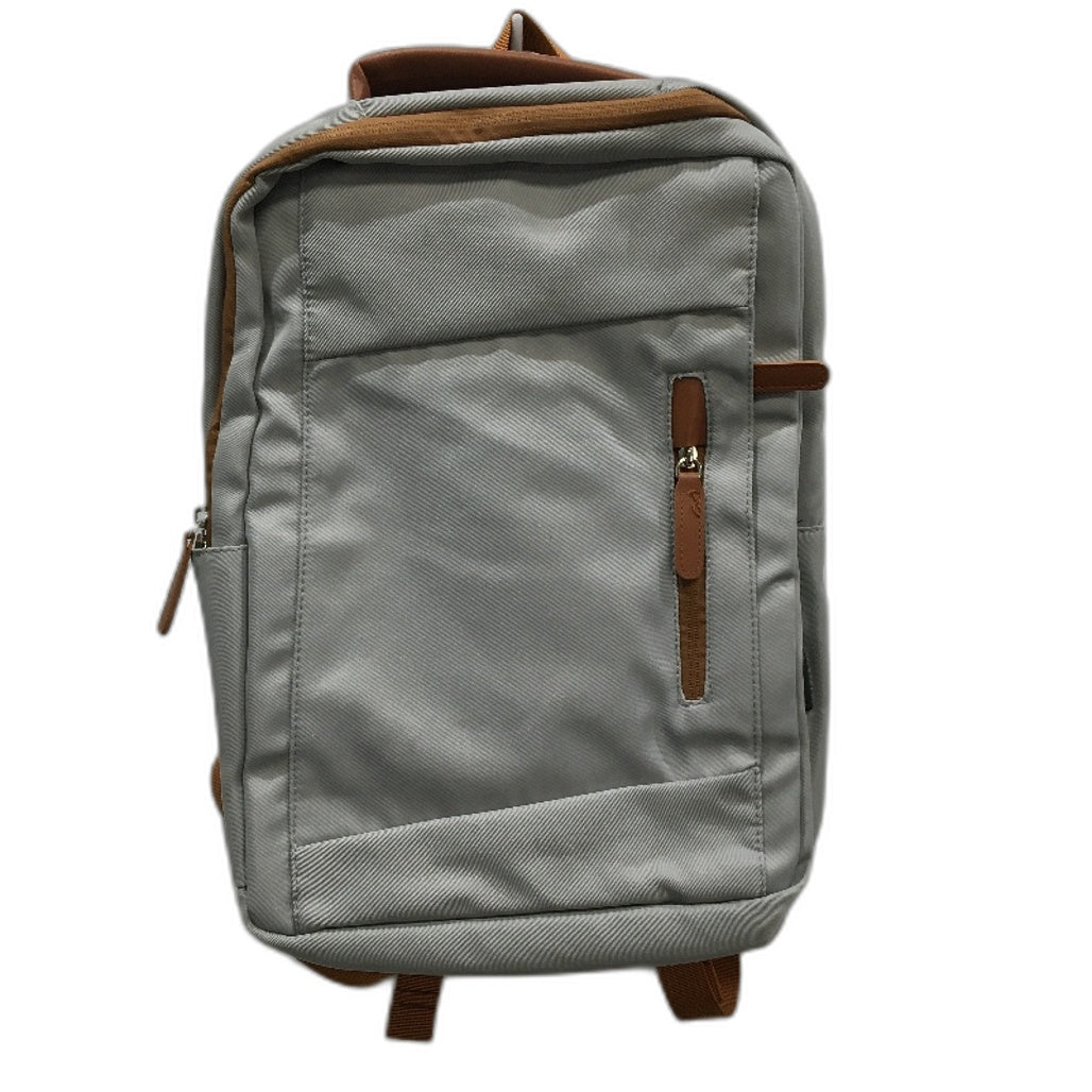 Carry On Grey & Brown Laptop Backpack Travel Bag With USB Port Light Weight NEW