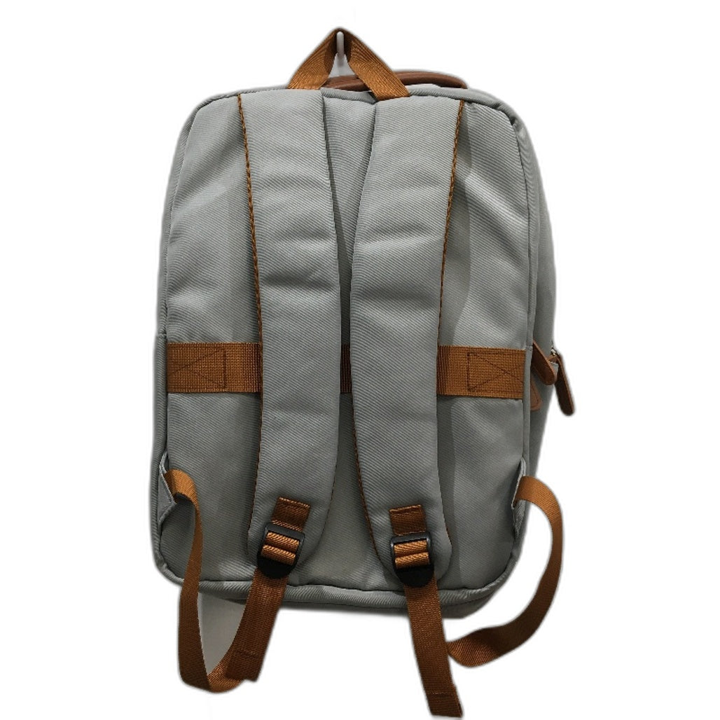 Carry On Grey & Brown Laptop Backpack Travel Bag With USB Port Light Weight NEW