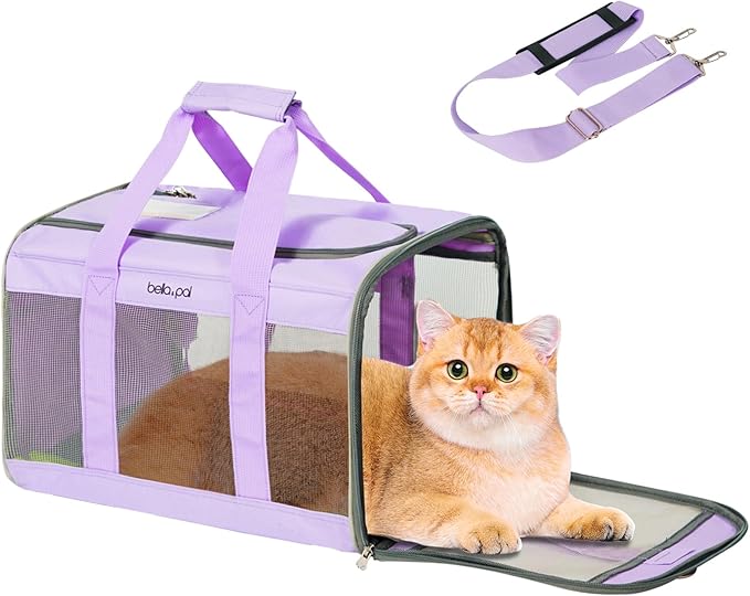 Bella&Pal Cat Dog Carrier Collapsible Small Pet Travel Cage Under 16 Lbs Purple