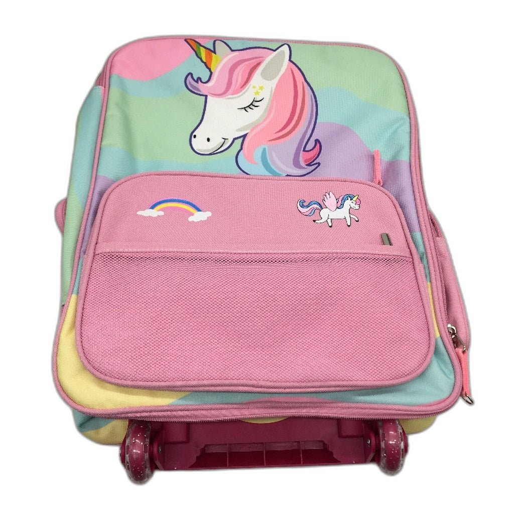 Vaschy Kids Travel Luggage Foldable Suitcase With Wheels 18 Inch Pink Unicorn