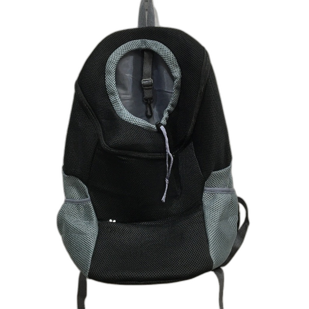 Black & Grey Mesh Round Drawstring Bag Padded Backpack For Sports Gym Workout