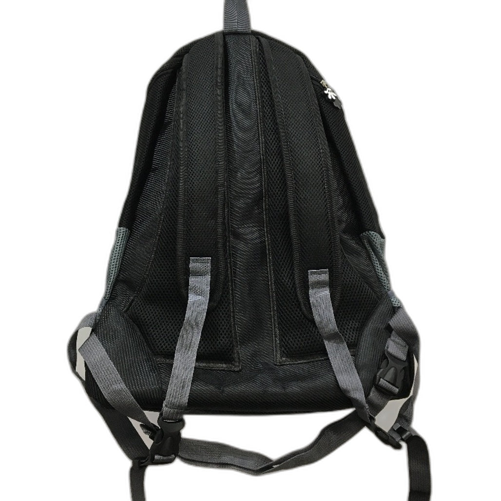 Black & Grey Mesh Round Drawstring Bag Padded Backpack For Sports Gym Workout