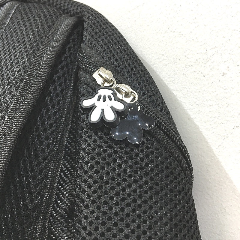 Black & Grey Mesh Round Drawstring Bag Padded Backpack For Sports Gym Workout