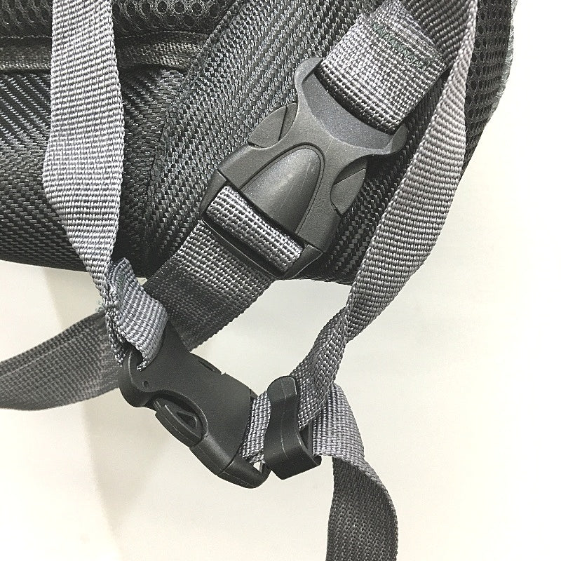 Black & Grey Mesh Round Drawstring Bag Padded Backpack For Sports Gym Workout