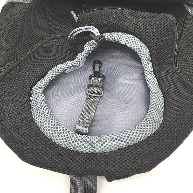 Black & Grey Mesh Round Drawstring Bag Padded Backpack For Sports Gym Workout