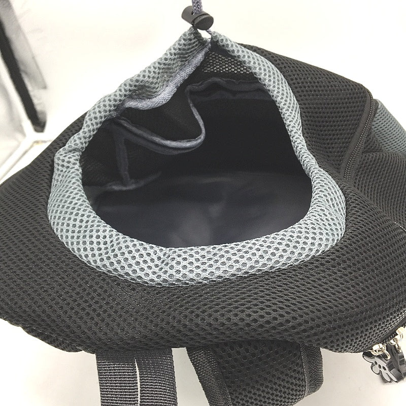 Black & Grey Mesh Round Drawstring Bag Padded Backpack For Sports Gym Workout
