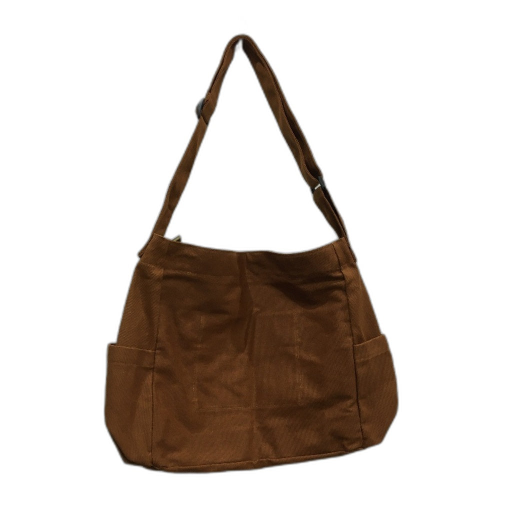 Canvas Messenger Bag Crossbody Hobo Casual Bag With Multiple Pockets Brown NEW