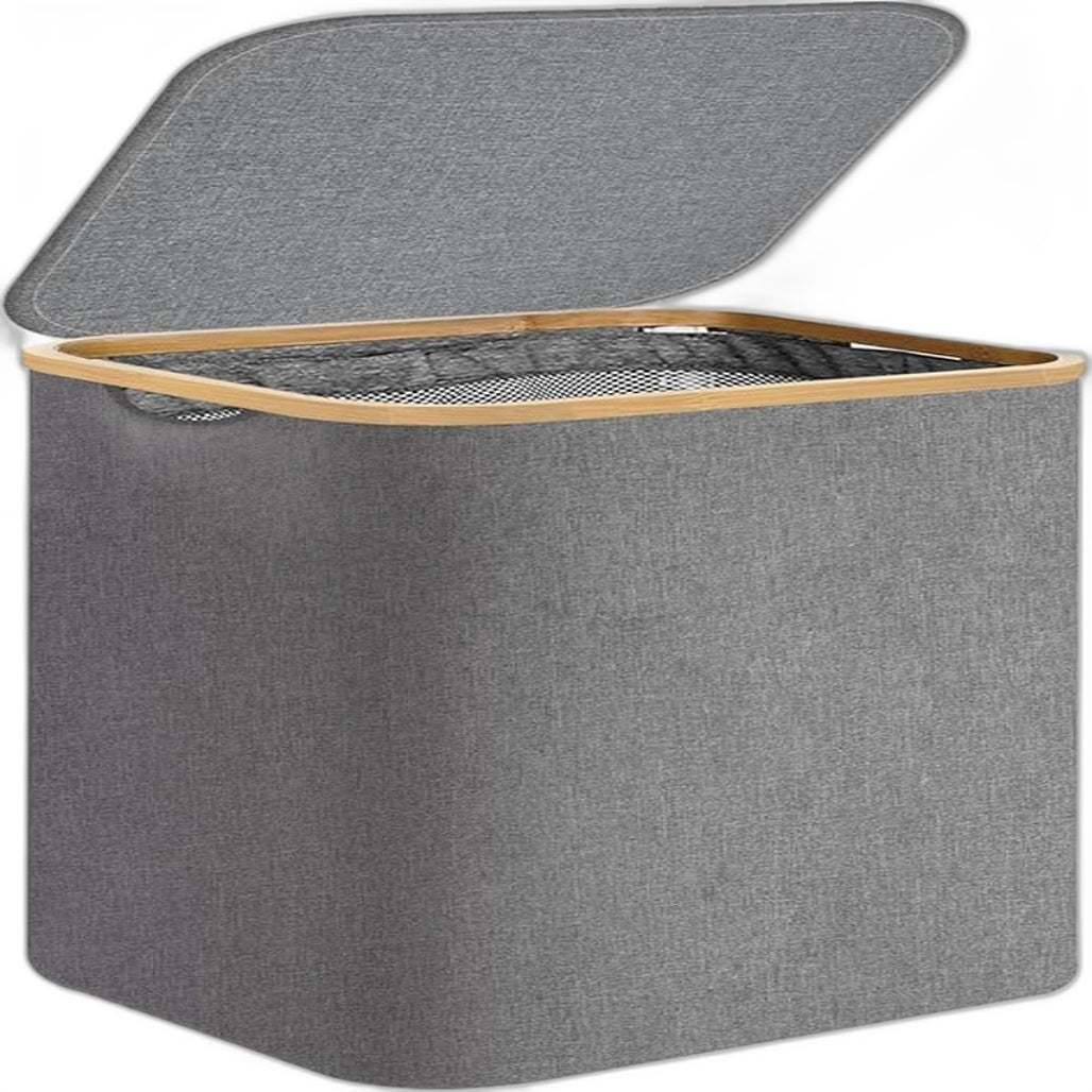 Laundry Hamper Basket Bin With Lid Freestanding Collapsible Removeable Inner Bag