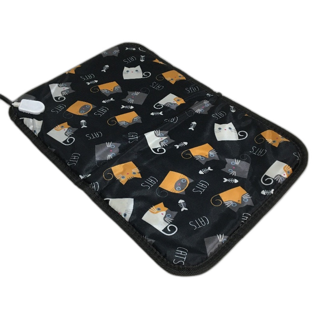 Cat Pattern Black Pet Electric Square Heating Pad 58x40cm DEMO