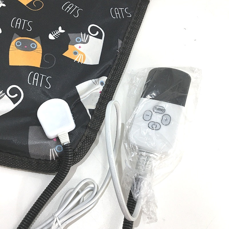 Cat Pattern Black Pet Electric Square Heating Pad 58x40cm DEMO