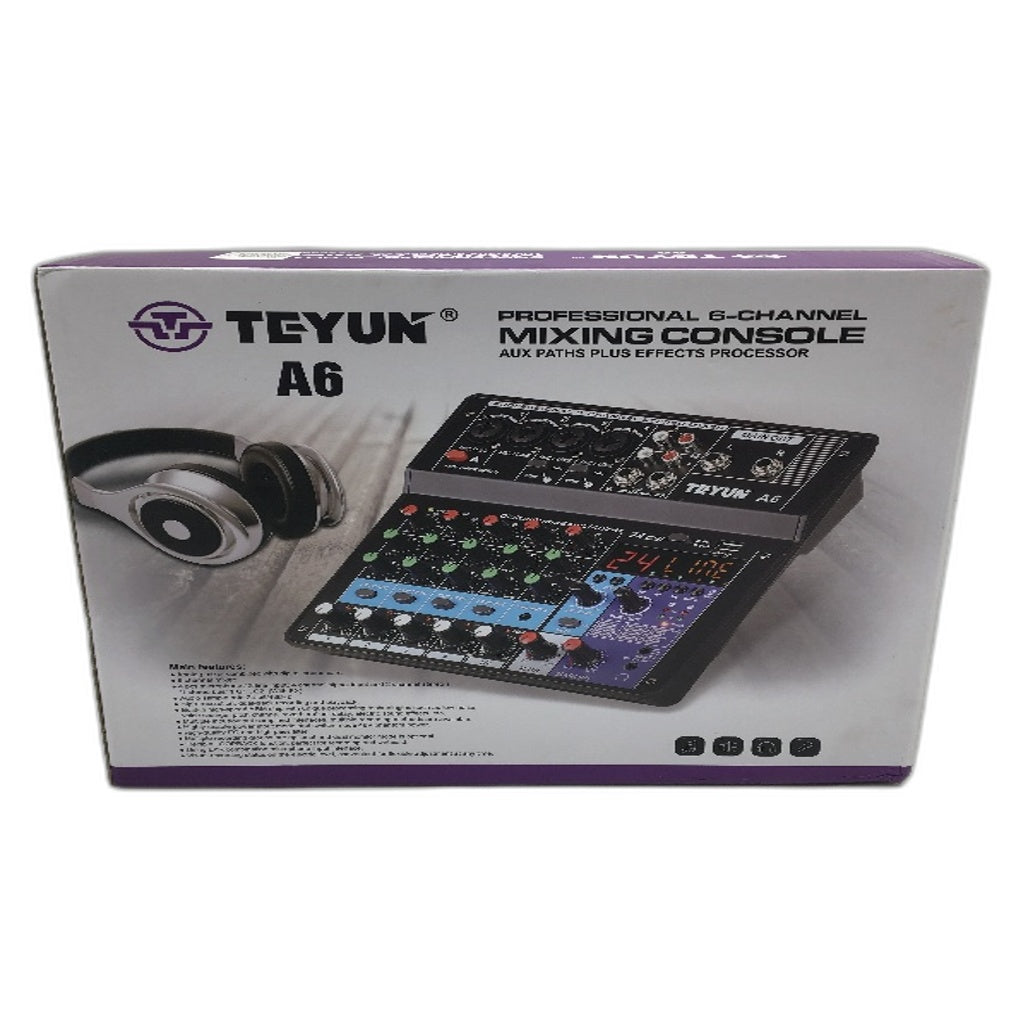 Teyun A6 6 Channel 48V Professional Portable Wireless Sound Mixing Console NEW