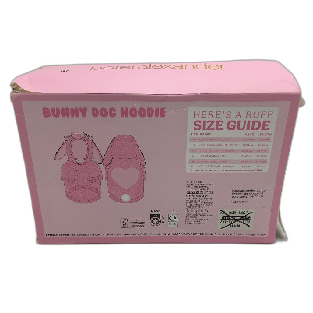 Peter Alexander Bunny Dog Fluffy Soft Fleecey Pink Hoodie Size Medium NEW