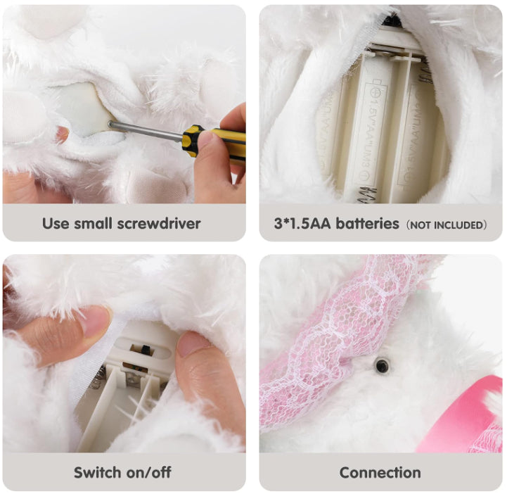 Walking Barking Toy Dog White & Pink Puppy Plush With Remote Control Leash