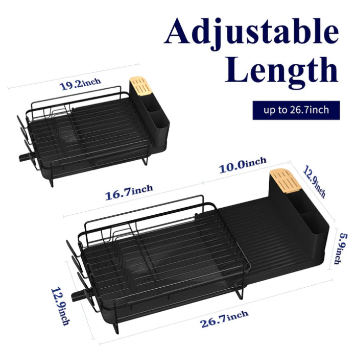 Kitsure Large Extendable Dish Drying Rack Multifunctional Water Drainer
