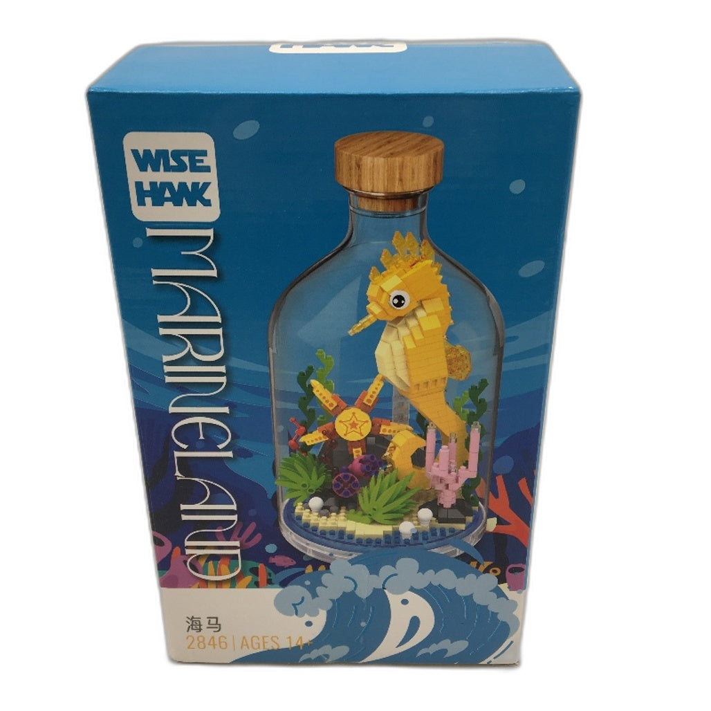 WiseHawk Miniature Seahorse Lego Blocks Figurine With Clear Display Jar