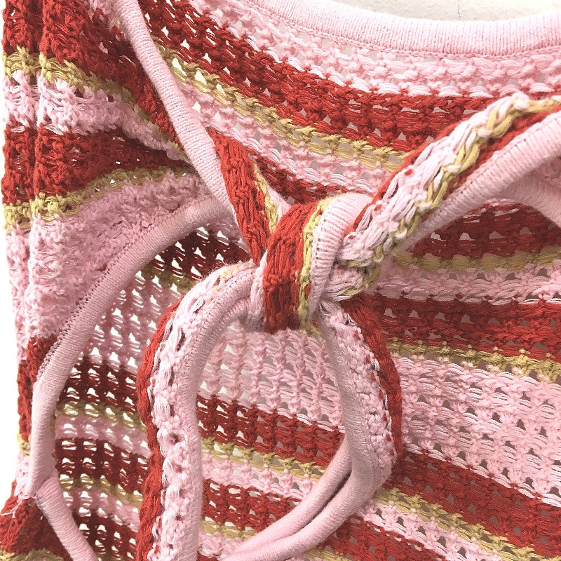 Subtitled Crochet Knit Tie Back Pink & Red Beach Mini Dress Ladies Size Small